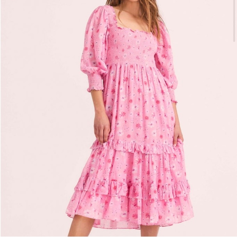 Loveshackfancy Miri floral printed Midi Dress SizeM usedonce brandnew condition